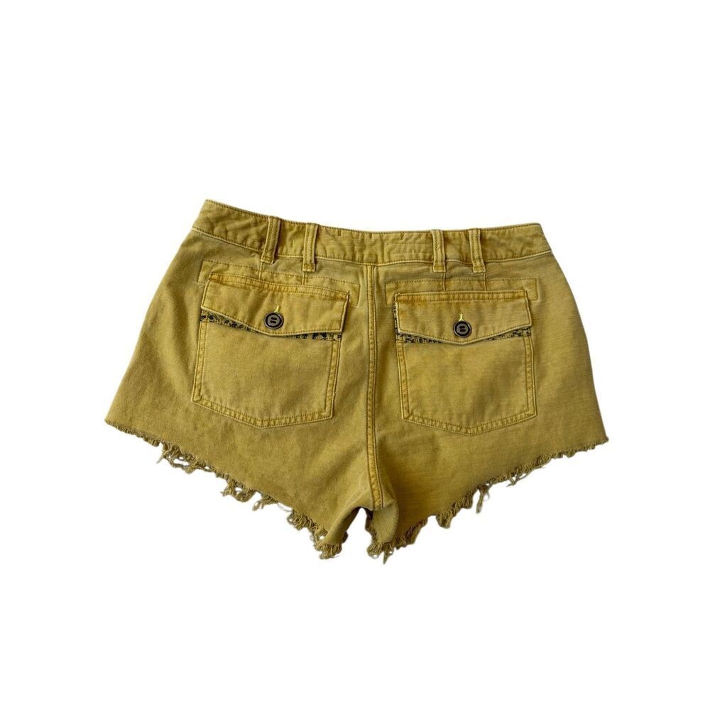 Anthropologie Pilcro Denim Shorts Low Rise Cargo Cut Off Boho Ditsy Floral Musta - Picture 3 of 10